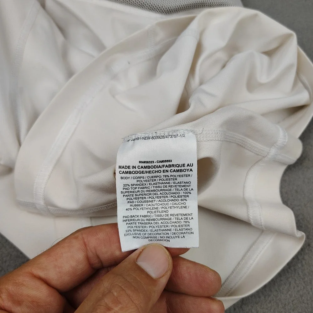 Nike White & Gray Compression Athletic Shirt with Mesh Panels
